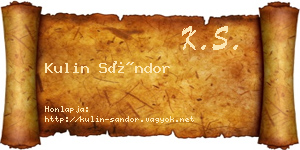 Kulin Sándor névjegykártya